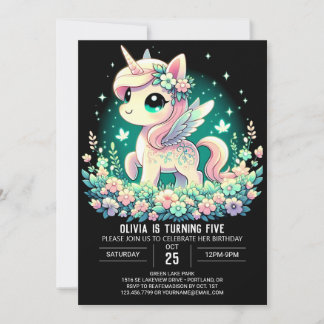 Adorable Unicorn Digital Geburtstag Einladung