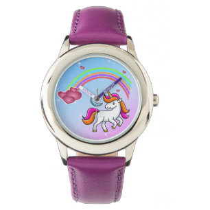 Adorable Unicorn, farbiger Regenbogen, stilvoll Armbanduhr