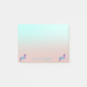 Adorable Unicorn, Ombre - Personalisiert Post-it Klebezettel