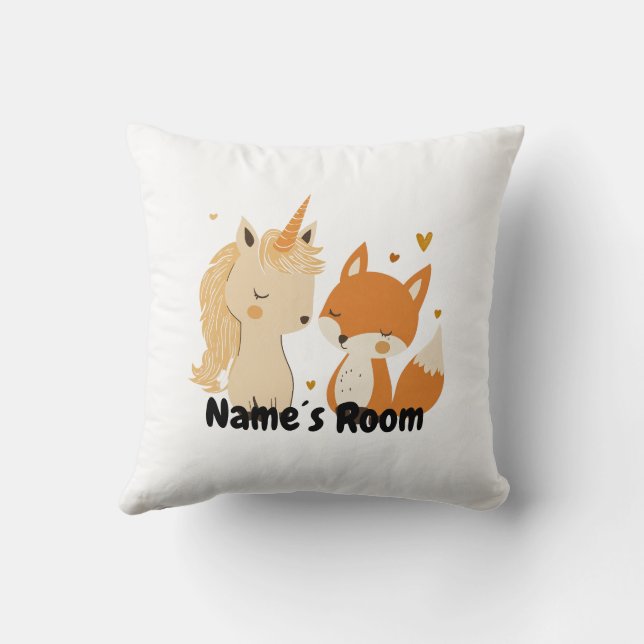 Adorable Unicorn und Fox Kissen für Kinderzimmer (Rückseite)
