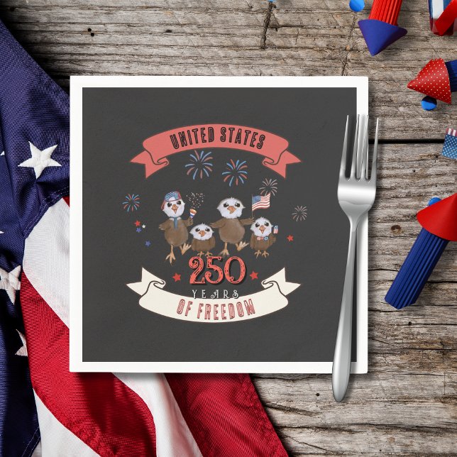 Adorable US 250 Jahre Freiheit Adlerfamilie Serviette (Adorable US 250 Years of Freedom Eagle Family Napkins)