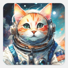 Adorable US Astronautenkatze Quadratischer Aufkleber