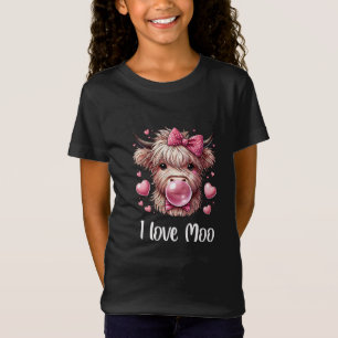 Adorable Valentine Highland Cow (weißer Text) T-Shirt