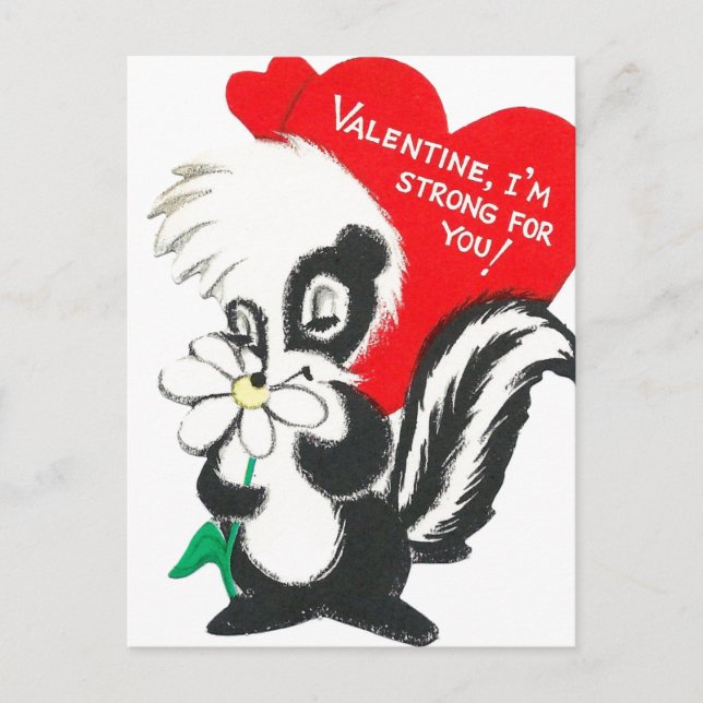 Adorable Valentine Skunk Postkarte (Vorderseite)