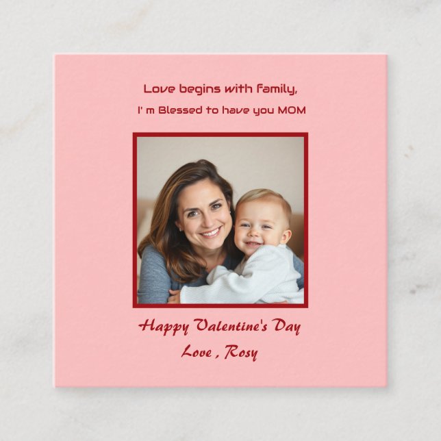Adorable Valentine's Day Card für Kinder Quadratische Visitenkarte (Vorderseite)