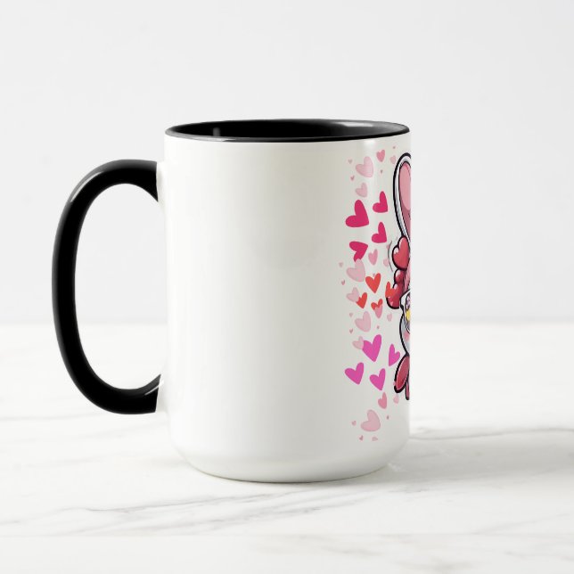Adorable Valentinsche Kaninchen-Cartoon Tasse (Links)