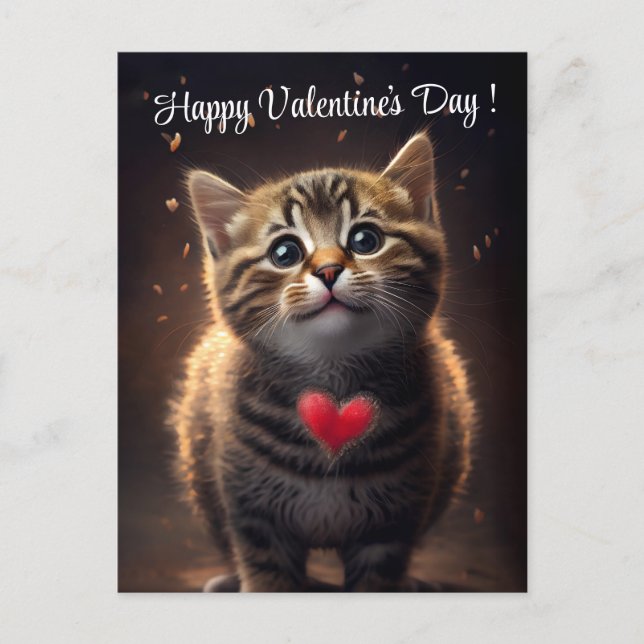 Adorable Valentinstag Kitten Postkarte (Vorderseite)