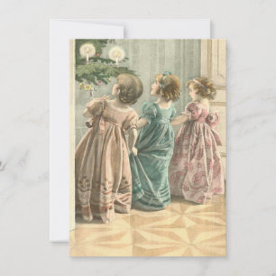 Adorable Viktorianisch Children Vintage Weihnachte Mitteilungskarte