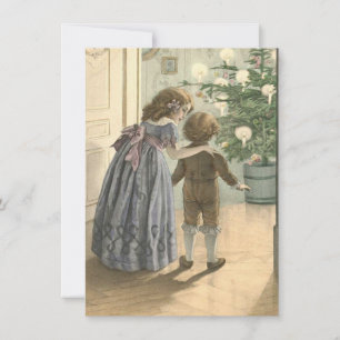Adorable Viktorianisch Children Vintage Weihnachte Mitteilungskarte