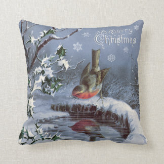 Adorable Vintag Frohe Weihnachtskissen mit Vogel! Kissen