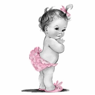 Adorable Vintag Pink Baby Girl Dusche Freistehende Fotoskulptur