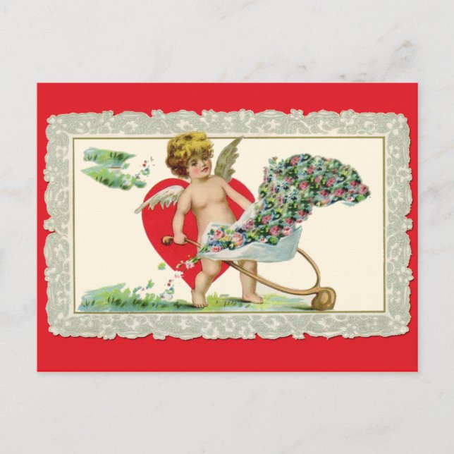 Adorable Vintage Cherub Valentine Feiertagspostkarte (Vorderseite)