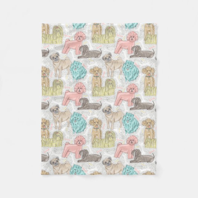 Adorable Vintage Hunde für Hundefreunde Fleecedecke (Vorderseite)