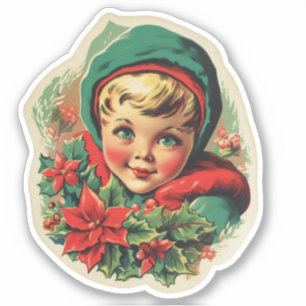 Adorable Vintage Weihnachtself Aufkleber