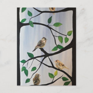 Adorable Vogelmalerei Postkarte