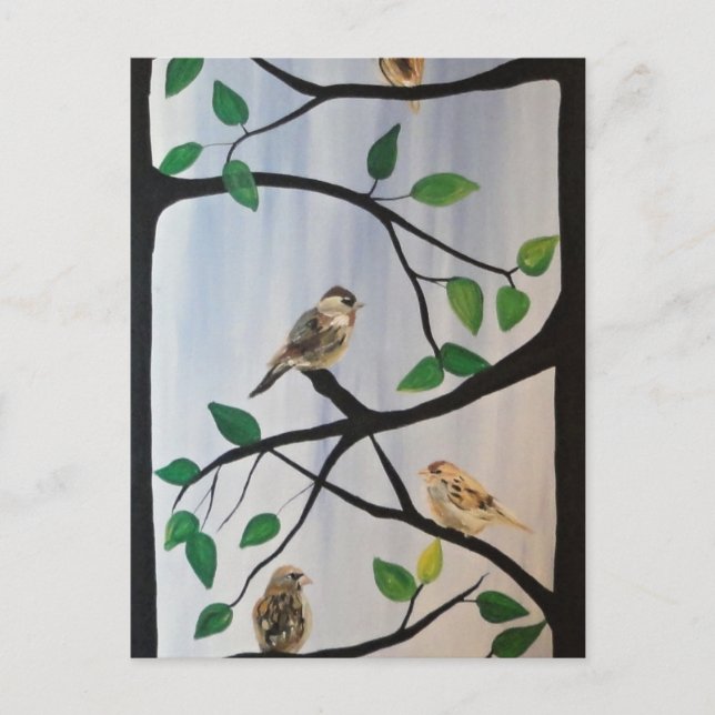 Adorable Vogelmalerei Postkarte (Vorderseite)