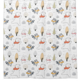 Adorable Waldtiere Duschvorhang