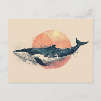 ADORABLE WALE ILLUSTRATION POSTKARTE