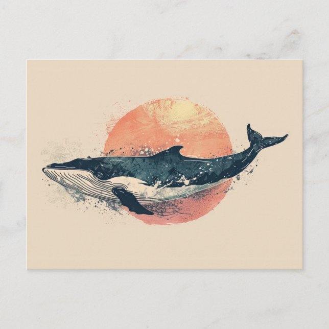 ADORABLE WALE ILLUSTRATION POSTKARTE (Vorderseite)