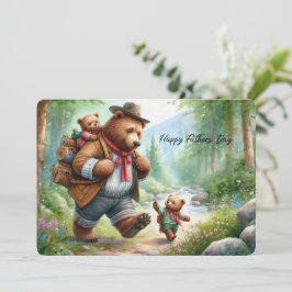 Adorable Wanderbär mit Cubs Vatertag Card Feiertagskarte