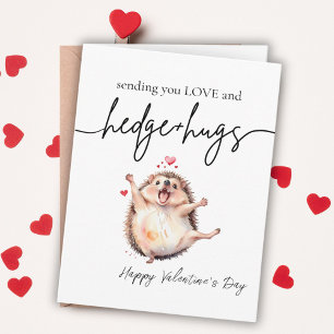 Adorable Wasserfarbe Glücklicher Igel Valentinstag Karte