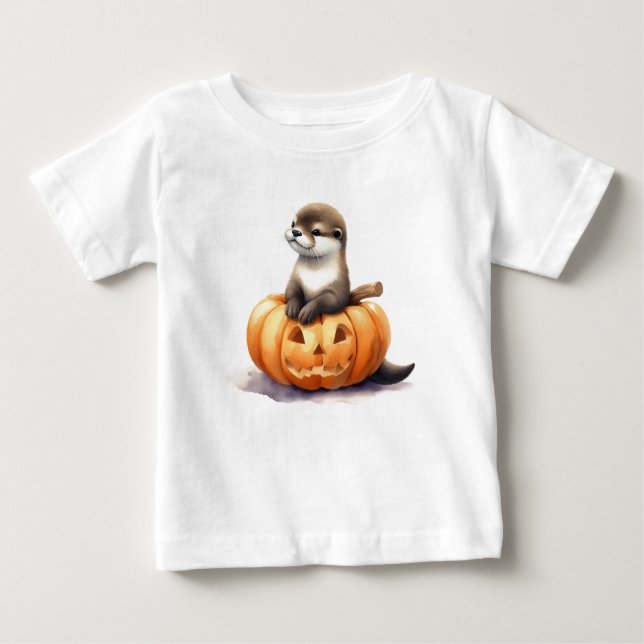 Adorable Wasserfarbe Halloween Otter Baby T-shirt (Vorderseite)