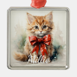 ADORABLE WASSERFARBENTABBY KÜCHE MIT ROTER KLEINE ORNAMENT AUS METALL