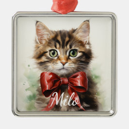 ADORABLE WASSERFARBENTABBY KÜCHE MIT ROTER KLEINE ORNAMENT AUS METALL