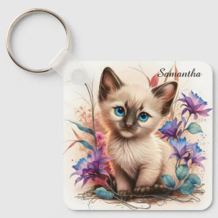 Adorable Watercolor Balinese Kitten Schlüsselanhänger