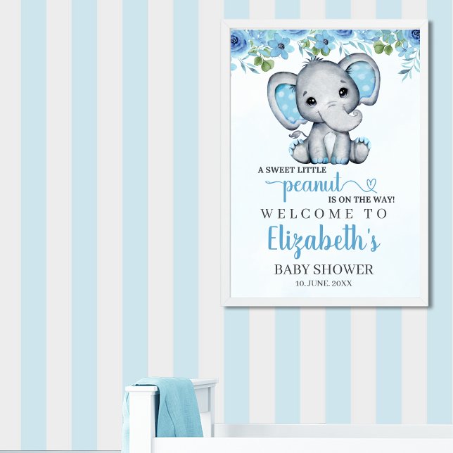 Adorable Watercolor Blue Elephant Baby shower boy Poster (Von Creator hochgeladen)