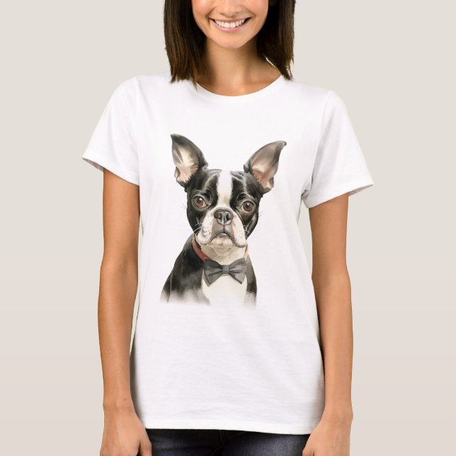 ADORABLE WATERCOLOR BOSTON TERRIER DOG T-Shirt (Vorderseite)