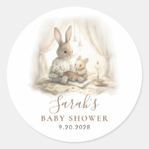 Adorable Watercolor Bunny Baby Dusche Runder Aufkleber