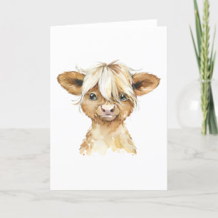 Adorable Watercolor Calf Jede Anlässe Karte