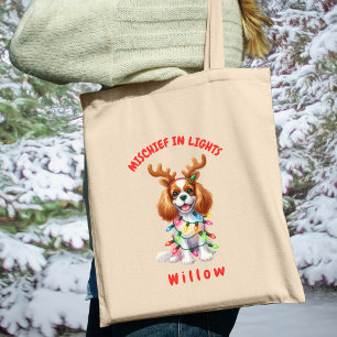 Adorable Watercolor Cavalier Weihnachtsleuchten Hu Tragetasche