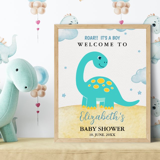 Adorable Watercolor Dinosaur Baby shower boy Poster (Von Creator hochgeladen)