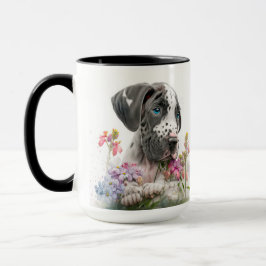 ADORABLE WATERCOLOR GREAT DANE PUPPY HUND TASSE