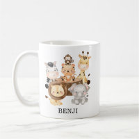 Adorable Watercolor Jungle Safari Animals Monogram