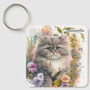 Adorable Watercolor Persian Kitten Schlüsselanhänger