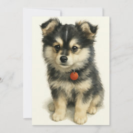 Adorable Watercolor Pomchi Puppy Dankeskarte