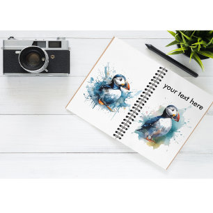 Adorable Watercolor Puffin, kundenspezifisch Notizbuch