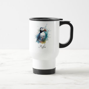 Adorable Watercolor Puffin, kundenspezifisch Reisebecher