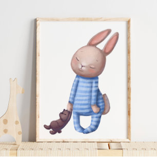 Adorable Watercolor Sleepy   Wall Print Poster