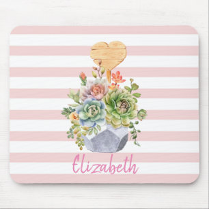 Adorable Watercolor Succules Streifen Mousepad