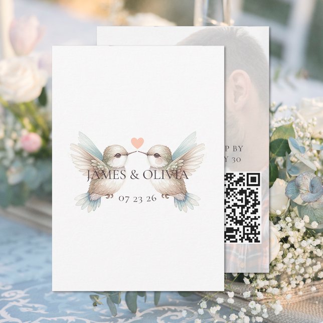 Adorable Wedding Add Foto QR Code RSVP Cards Karte (Von Creator hochgeladen)