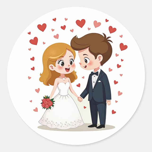 Adorable Wedding Couple Stickers (Vorderseite)