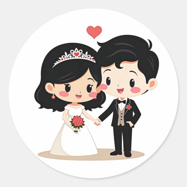 Adorable Wedding Couple Stickers (Vorderseite)