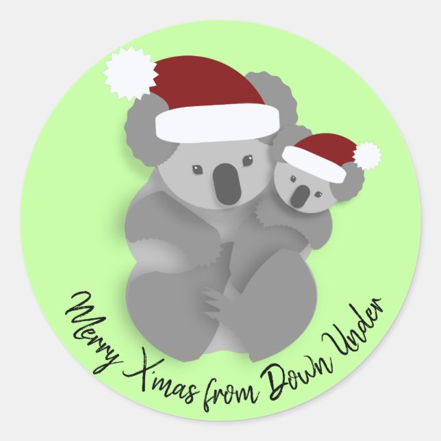 Adorable Weihnachten Koala und Joey Runder Aufkleber (Vorderseite)