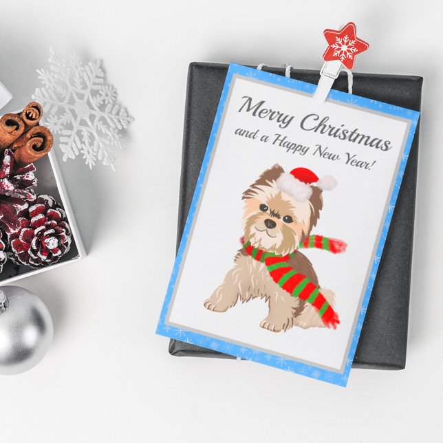 Adorable Weihnachten Yorkie in Weihnachtsmannmütze (Von Creator hochgeladen)