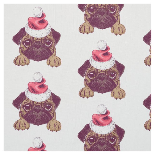 Adorable Weihnachts-Mops Stoff (Muster)