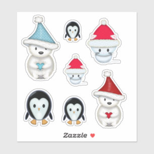 Adorable Weihnachts-Wintertiere Aufkleber
